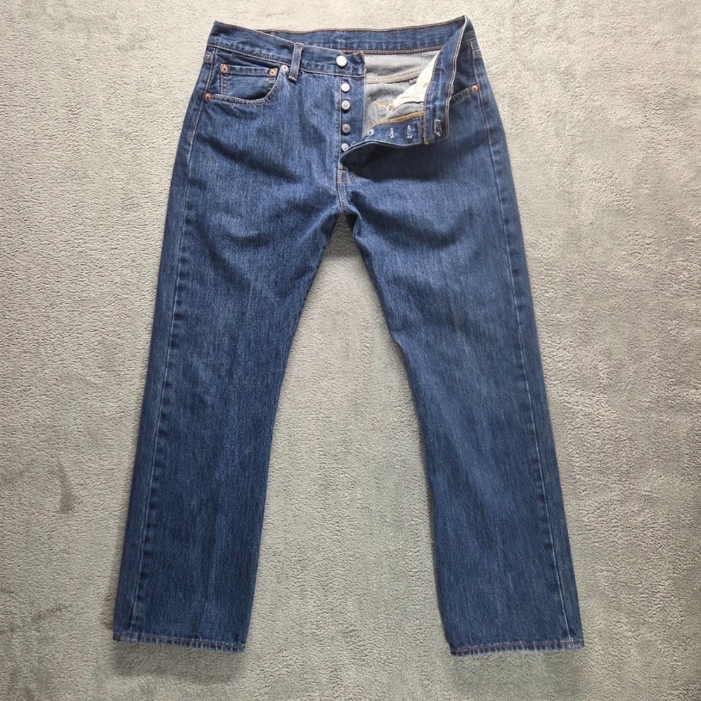 Levis 501 Jeans Mens 34X30 Blue Original Straight Mid Rise Button Fly Denim